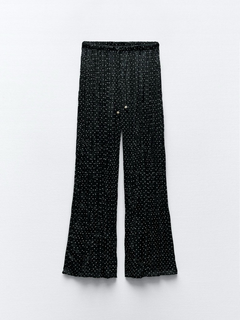 Zara Black Wide-Leg Polka Dot Pants